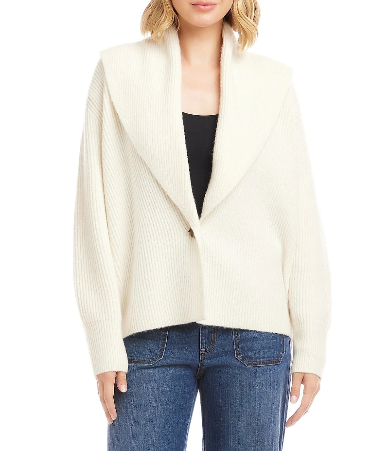 Karen Kane Shawl Collar Long Sleeve One Button Cardigan