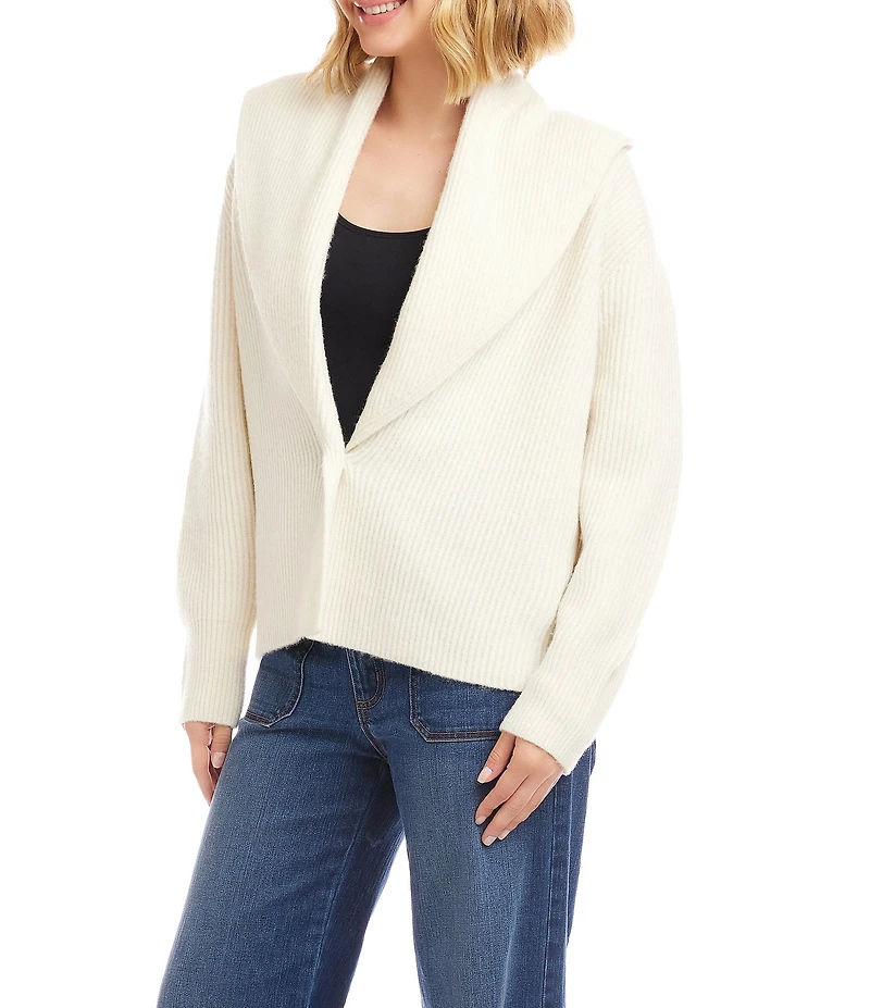 Karen Kane Shawl Collar Long Sleeve One Button Cardigan