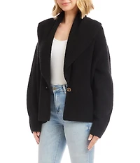 Karen Kane Shawl Collar Long Sleeve One Button Cardigan