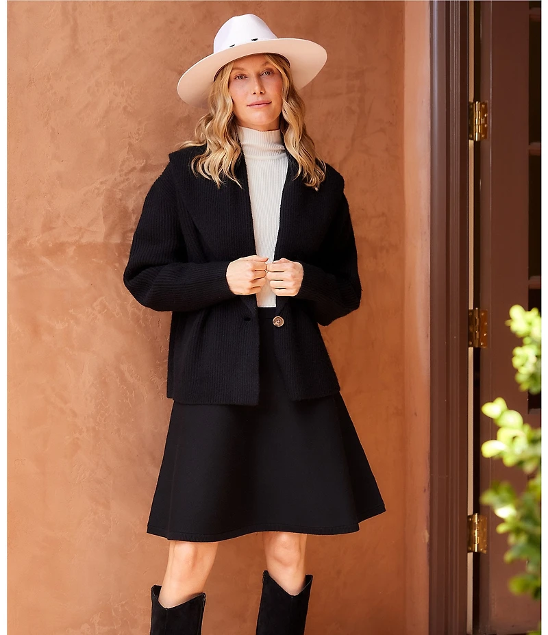 Karen Kane Shawl Collar Long Sleeve One Button Cardigan