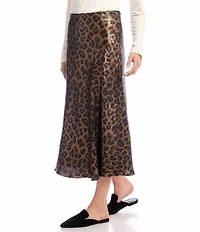 Karen Kane Shimmer Leopard Print Bias Cut Midi Skirt