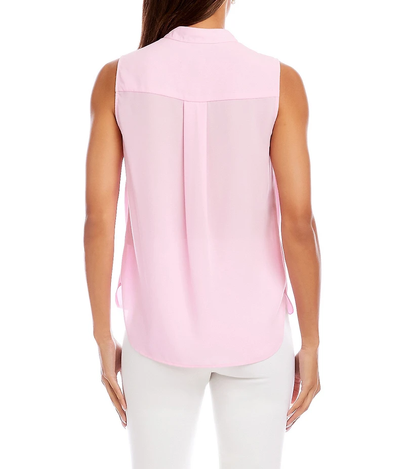 Karen Kane Silky Crepe V- Neck Sleeveless Draped Front Top