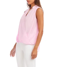 Karen Kane Silky Crepe V- Neck Sleeveless Draped Front Top