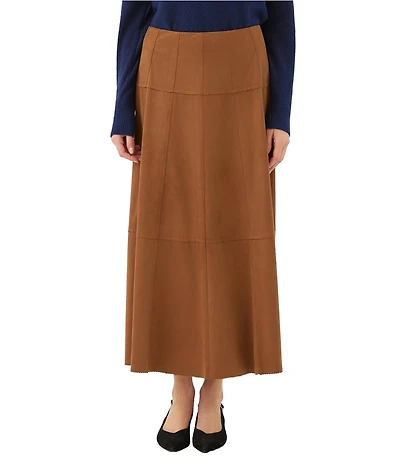 Karen Kane Soft Faux Suede A-line Tiered Midi Skirt