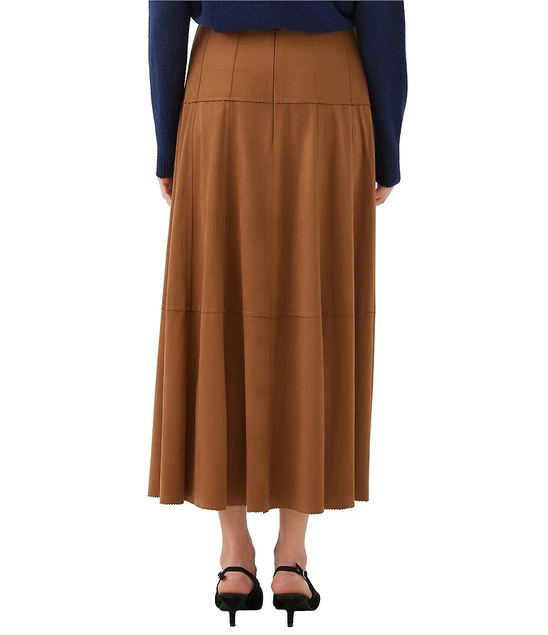 Karen Kane Soft Faux Suede A-line Tiered Midi Skirt