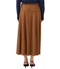 Karen Kane Soft Faux Suede A-line Tiered Midi Skirt