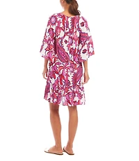 Karen Kane Square Neck 3/4 Sleeve Peony Paisley Print Dress