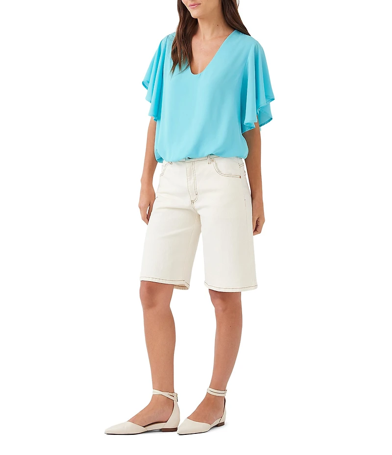 Karen Kane Stretch Denim High Rise Bermuda Shorts