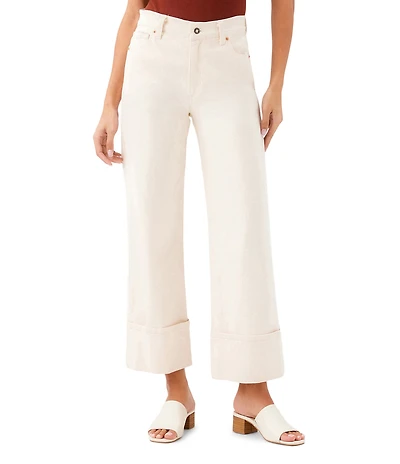Karen Kane Stretch Denim Wide Leg Cropped Wide Cuff Jean