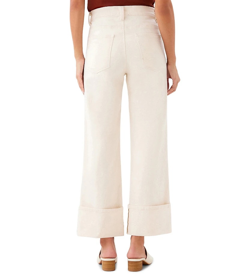 Karen Kane Stretch Denim Wide Leg Cropped Wide Cuff Jeans