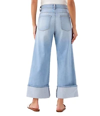 Karen Kane Stretch Denim Wide Leg Cropped Wide Cuff Jean