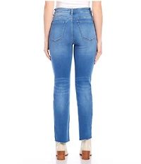 Karen Kane Stretch High RIse Raw Hem Straight Jeans