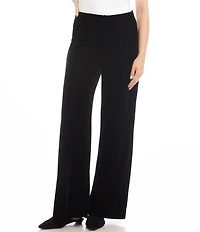 Karen Kane Stretch Velvet High Rise Pull-On Wide Leg Pants