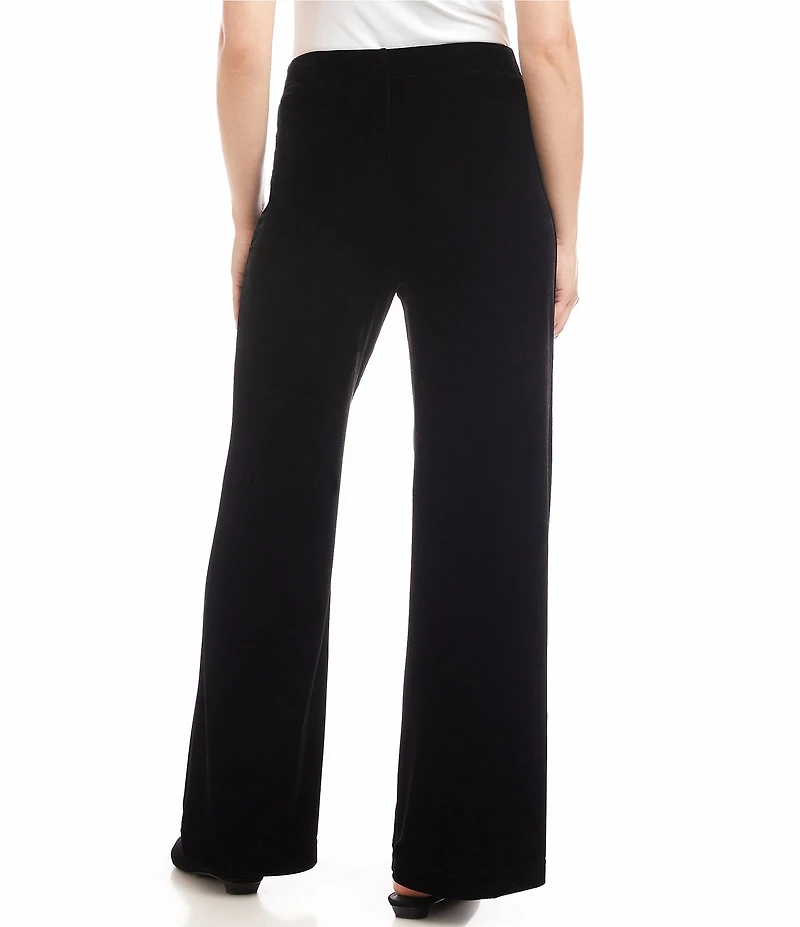 Karen Kane Stretch Velvet High Rise Pull-On Wide Leg Pants