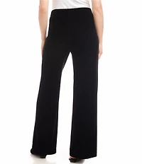 Karen Kane Stretch Velvet High Rise Pull-On Wide Leg Pants