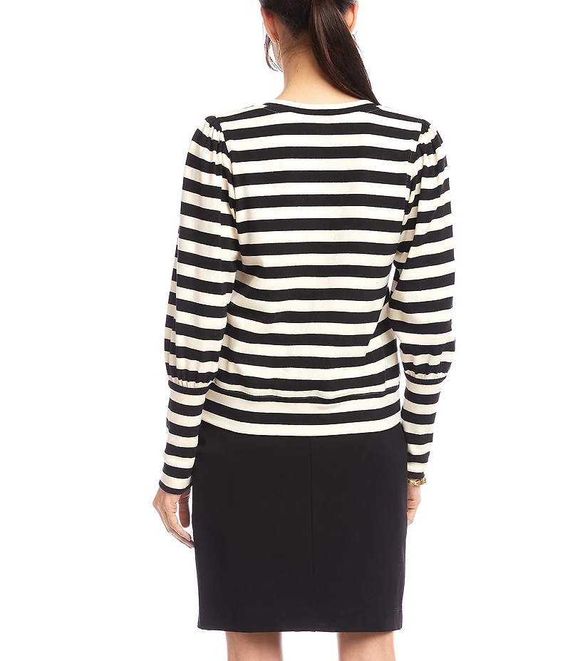 Karen Kane Stripe Bishop Sleeve V-Neck Top