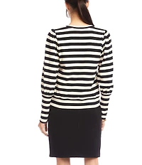 Karen Kane Stripe Bishop Sleeve V-Neck Top