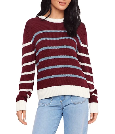 Karen Kane Stripe Crew Neck Long Sleeve Sweater