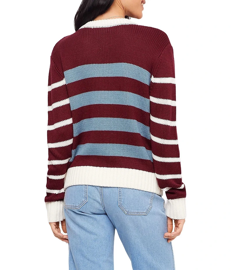 Karen Kane Stripe Crew Neck Long Sleeve Sweater