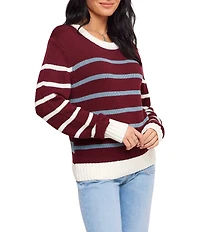 Karen Kane Stripe Crew Neck Long Sleeve Sweater