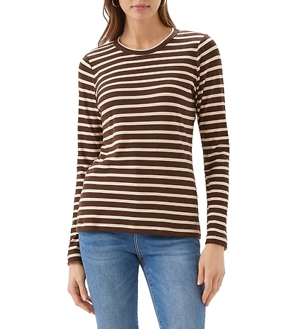 Karen Kane Stripe Crew Neck Long Sleeve Top