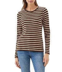 Karen Kane Stripe Crew Neck Long Sleeve Top