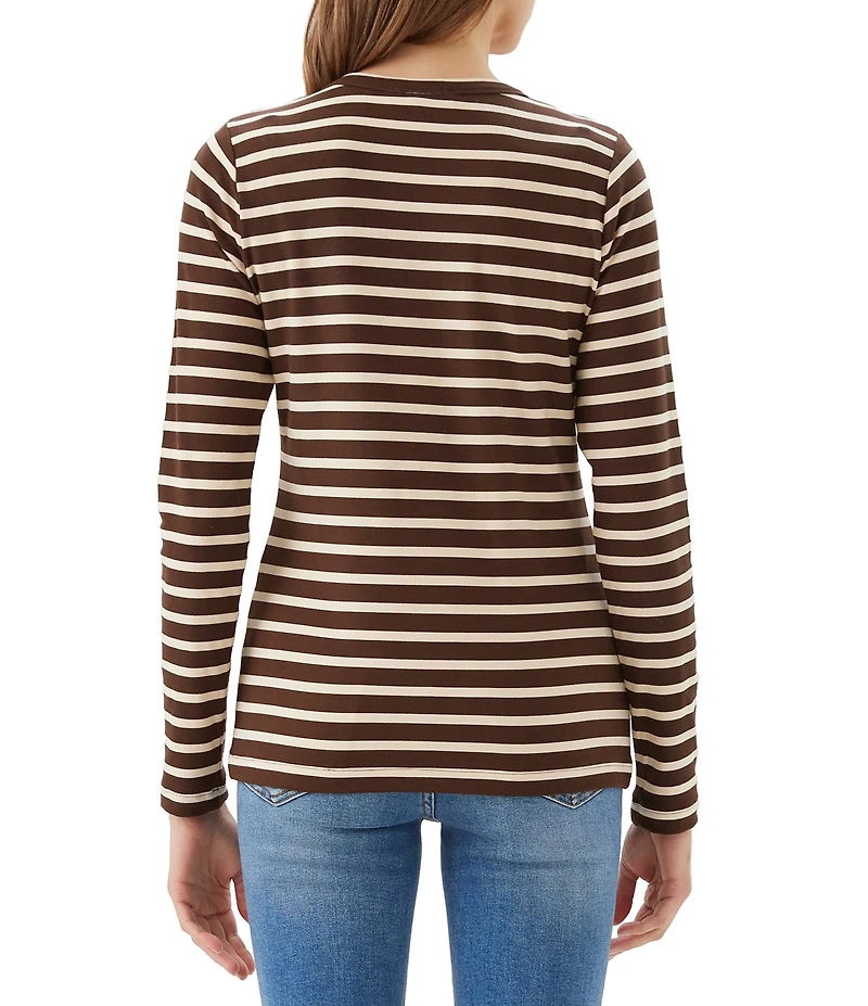 Karen Kane Stripe Crew Neck Long Sleeve Top