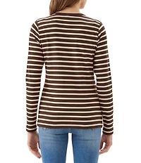 Karen Kane Stripe Crew Neck Long Sleeve Top