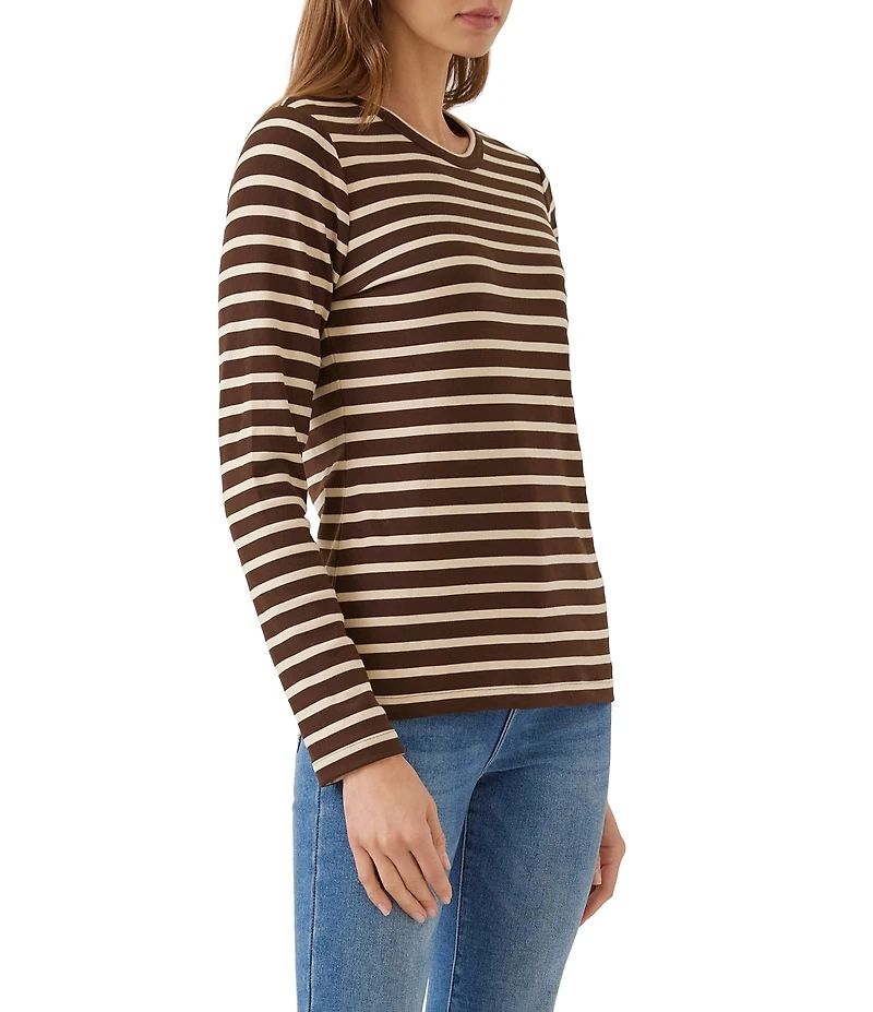 Karen Kane Stripe Crew Neck Long Sleeve Top