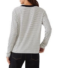 Karen Kane Stripe Crew Neck Long Sleeve Top
