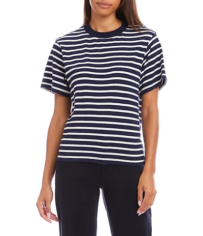 Karen Kane Stripe Crew Neck Short Sleeve Tee