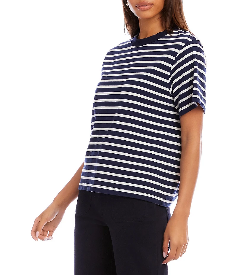 Karen Kane Stripe Crew Neck Short Sleeve Tee