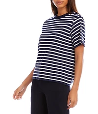 Karen Kane Stripe Crew Neck Short Sleeve Tee