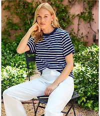 Karen Kane Stripe Crew Neck Short Sleeve Tee