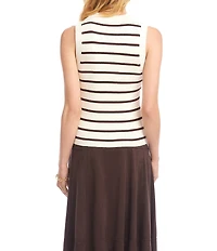 Karen Kane Stripe Crew Neck Sleeveless Layering Knit Tank