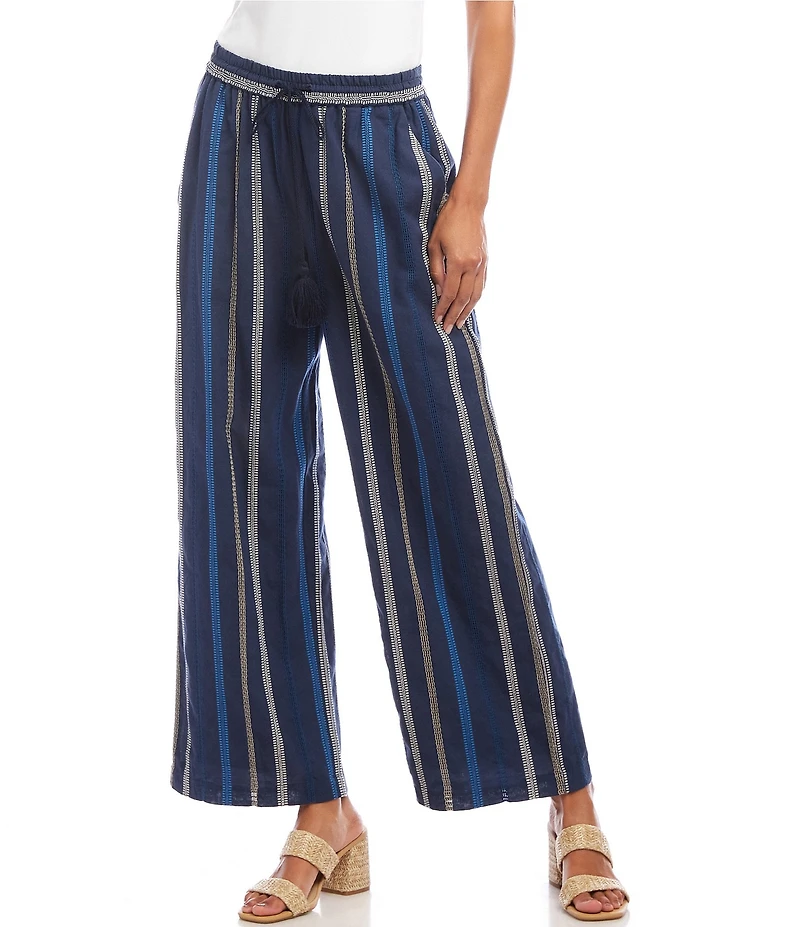Karen Kane Stripe Embroidered Cropped Coordinating Drawstring Pants