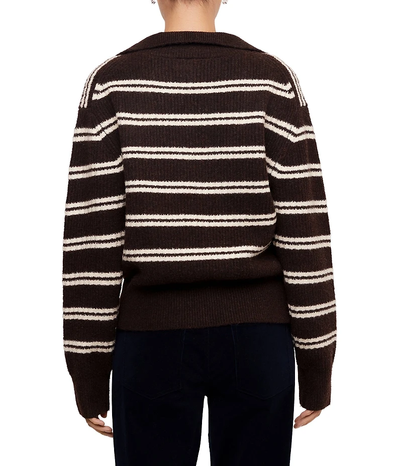 Karen Kane Stripe Half Zip Long Sleeve Sweater