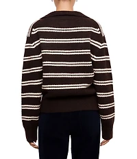 Karen Kane Stripe Half Zip Long Sleeve Sweater