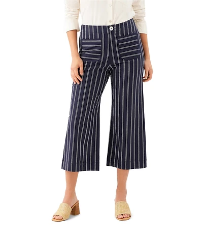Karen Kane Stripe High Rise Wide Leg Crop Length Coordinating Pants