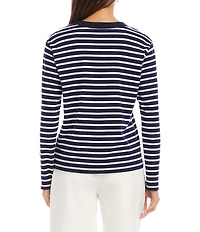 Karen Kane Stripe Jersey Knit Crewneck Long Sleeve Top