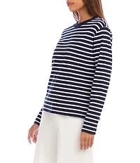 Karen Kane Stripe Jersey Knit Crewneck Long Sleeve Top
