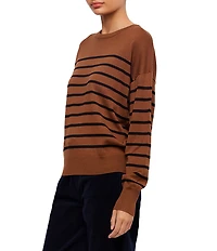 Karen Kane Striped Crew Neck Long Sleeve Sweater