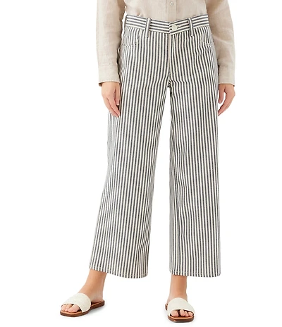 Karen Kane Striped High Rise Wide Leg Cropped Jeans