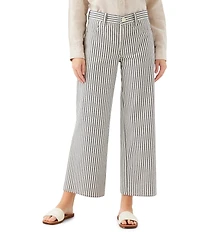 Karen Kane Striped High Rise Wide Leg Cropped Jeans