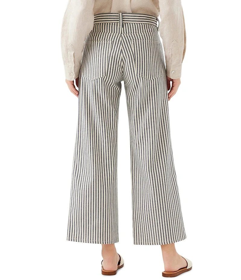 Karen Kane Striped High Rise Wide Leg Cropped Jeans