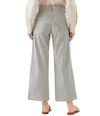 Karen Kane Striped High Rise Wide Leg Cropped Jeans