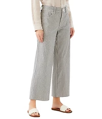 Karen Kane Striped High Rise Wide Leg Cropped Jeans