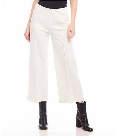 Karen Kane Subtle Texture Solid High Waist Wide-Leg Pintuck Pull-On Pants