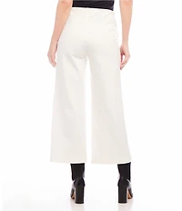 Karen Kane Subtle Texture Solid High Waist Wide-Leg Pintuck Pull-On Pants