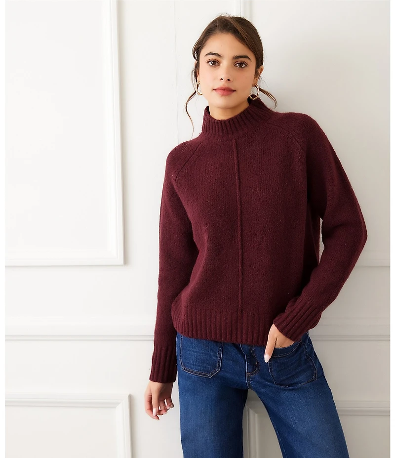 Karen Kane Turtleneck Long Sleeve Exposed Seam Sweater